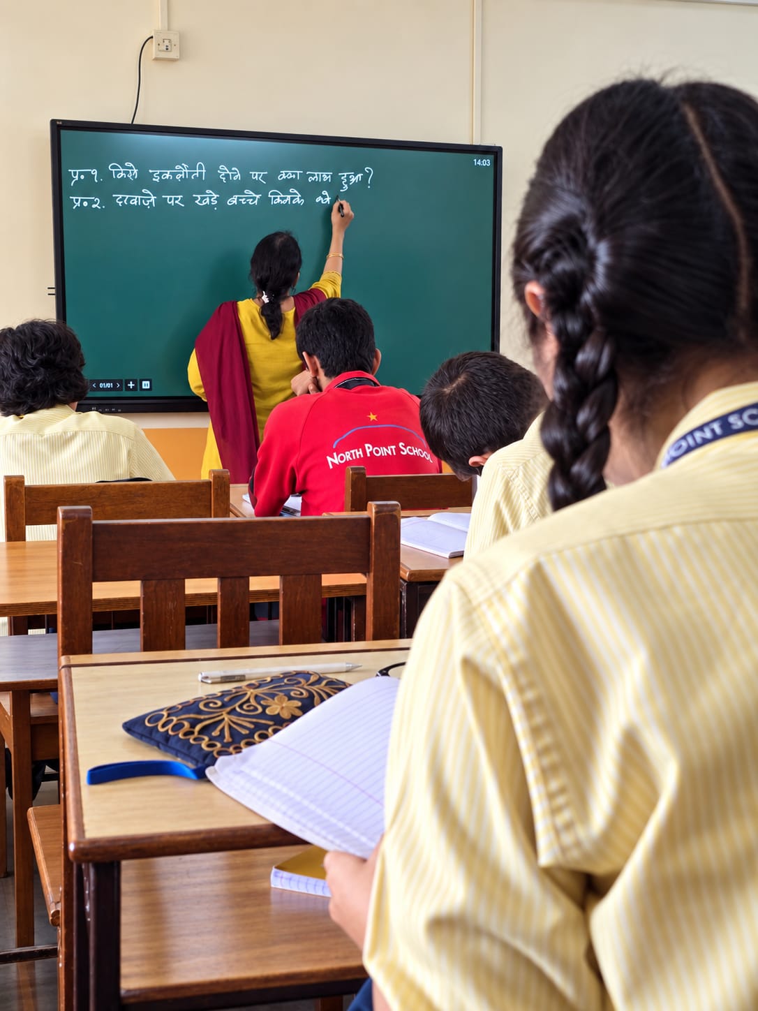A North Point School teacher leading a classroom lesson